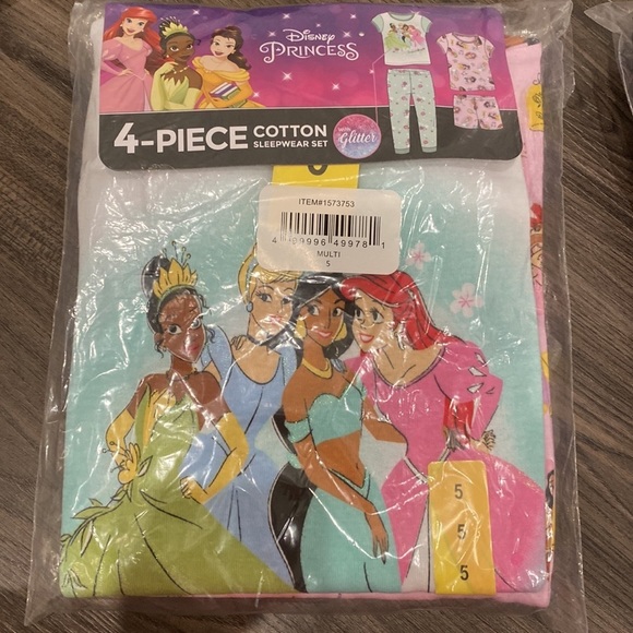 Disney Princess Kids' 4-piece Cotton PJ Set - size 5 - Picture 7 of 7